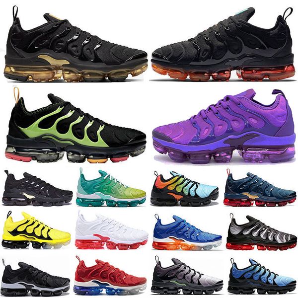 

new style coquettish purple tn plus big size 13 pastel metallic gold mens running shoes hyper violet volt lemon lime women trainers sneakers, Black