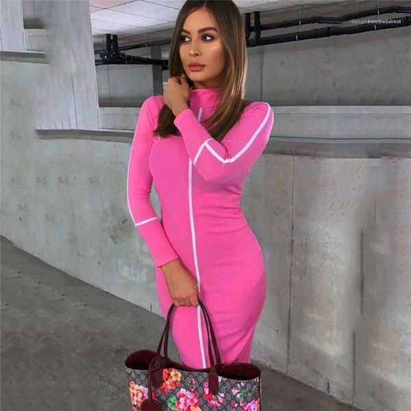 

dress 5 color slim casual dress female clothing bodycon womens dresses autumn crew neck long sleeve pencil, Black;gray