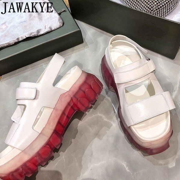 

thick sole platform summer sandals women black white genuine leather peep toe flat sandals ladies casual beach flat shoes woman