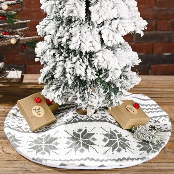 

christmas tree skirt 1pc round white snowflake xmas tree decoration christmas home floor mat festival decoration ornament