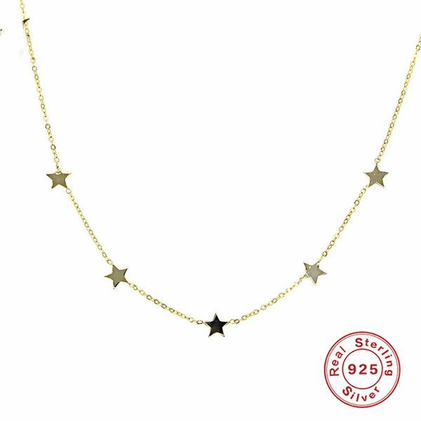 

aprilgrass brand 925 sterling silver star charms chokers necklaces for women choker collares fashion jewelry boho tiny star pendant necklace, Golden;silver