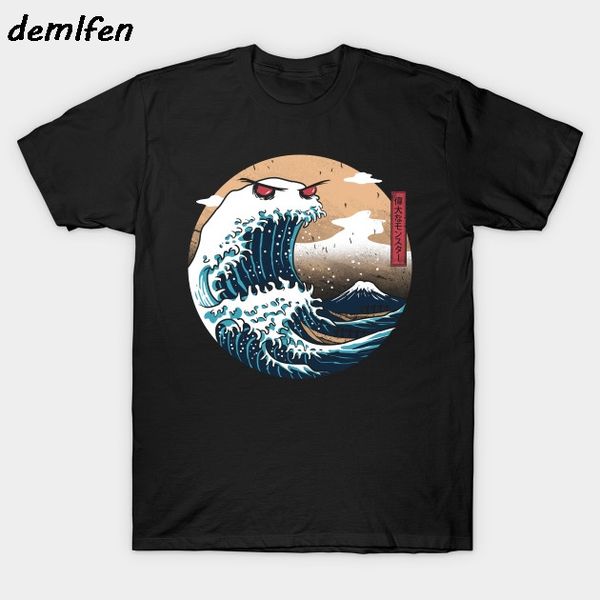 

the great monster of kanagawa t-shirt summer men short sleeve o-neck shirt cotton tees cool harajuku streetwear