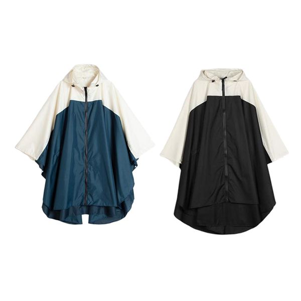 

2 pieces women's lightweight waterproof outdoor raincoat hooded, Black;white