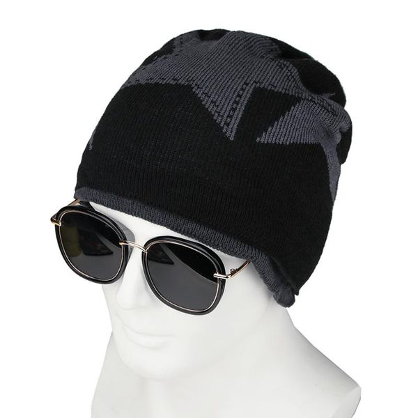 

fashion men and women winter plus velvet warm dual current knit hat autumn warm winter hat ski chic cap 1, Blue;gray