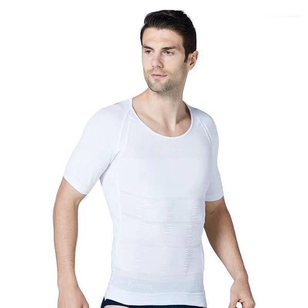 

vests fashion short sleeve mens slimming body shapers fitness protecting the waist body vest homme underwear shaping, Black;brown