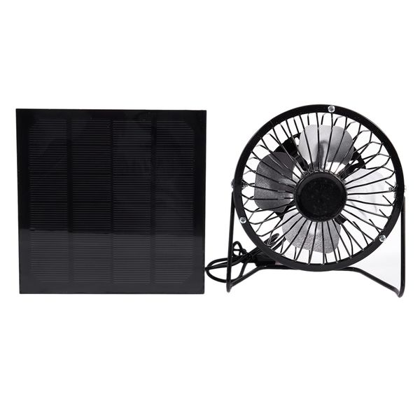 

4 inch cooling ventilation fan usb solar powered panel iron fan for home office outdoor traveling fishing