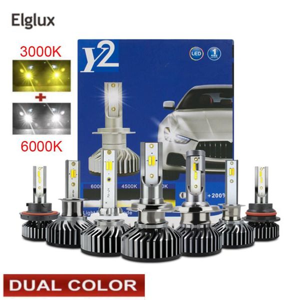 

car tricolor dual colors compact led canbus no error car headlight kits h1 h7 h4 h11 9005 9006 9012 9003 2 h8 fog light bulbs