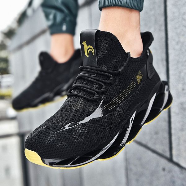 

2020 new fashion mesh men's casual shoes rubber outsole reflective sports casual lace-up shoes zapatillas de hombre, Black