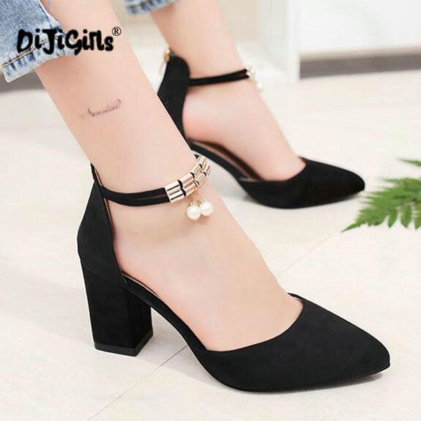 

drop shipping summer women shoes pointed toe pumps dress shoes high heels boat wedding tenis feminino side with, Black
