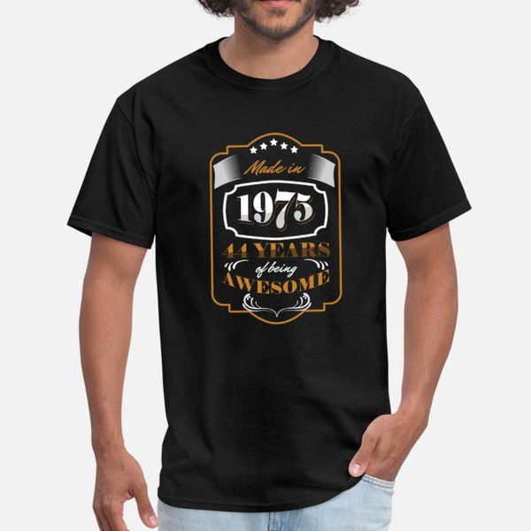 

44 th birthday celebration gift made in 1975 44 t shirt men printed tee shirt o-neck novelty fit breathable spring pictures shirt, White;black