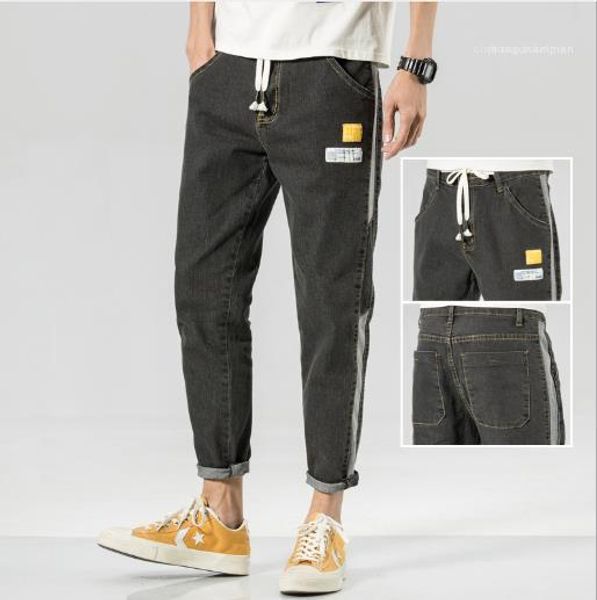 

designer mens jeans slim holes multi pocket pencil pants fashion print zipper male apparel solid color, Blue