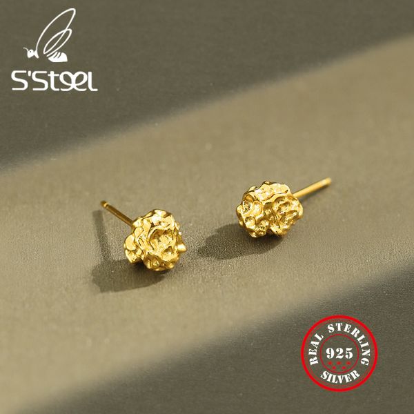 

s'steel earrings for women sterling 925 silver stud earring geometric trendy earings minimalist gold earing joyas mujer jewelry, Golden;silver