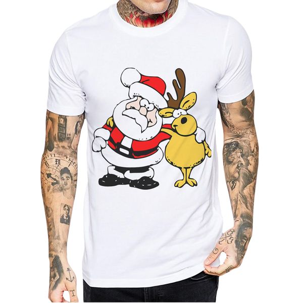 

new arrival brand white men t-shirt short sleeve t shirt santa claus printing casual cotton tees shirts blusa masculina