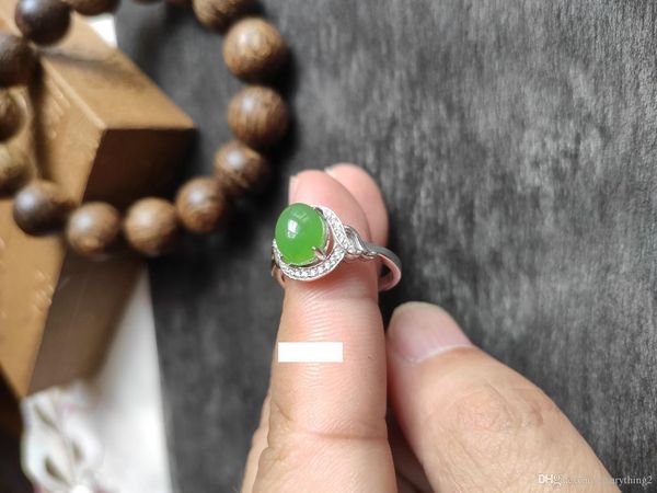 

2020 brand new natural jade silver gold jewelry apple green color ring handmade craft art discount, Golden;silver
