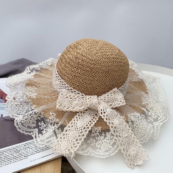 

2020 new summer parent-child straw hat casual panama hat summer caps women sun block uv protection panama for girls bone, Blue;gray