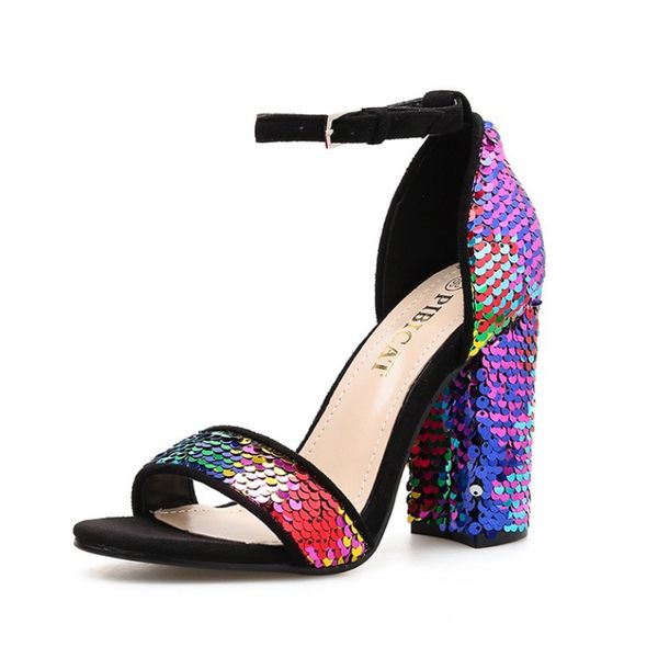

multicolored sandals comfort shoes for women 2020 women's suit female beige summer heels bling bling comfort block sale fashion, Black