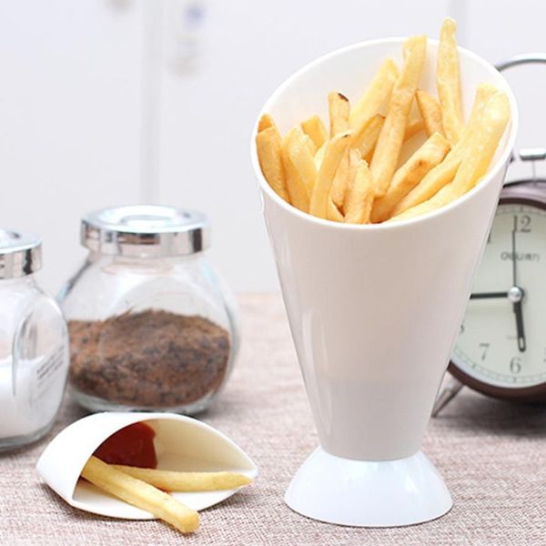 

kitchen bowls potato tool tableware 2 in 1 french fry cone with dipping cup creative garden plastic bowl