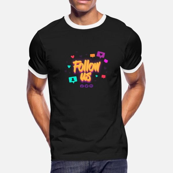 

follow us t shirt men create tee shirt s-3xl novelty famous funny spring autumn slim shirt