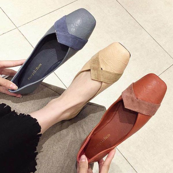 

two style patchwork flock ballet flats women loafers espadrilles cozy pregnant shoes women ballerina square toe moccasins 2020, Black