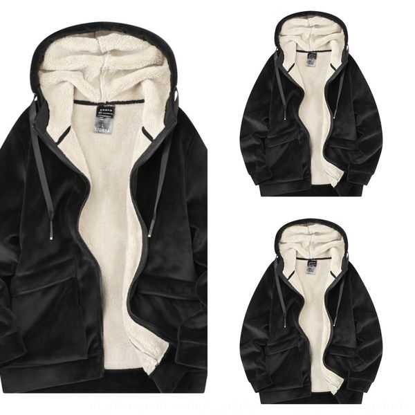 

2020 autumn and winter new men's jacket wool wool jacket large size lamb fleece silver fox fleece sweater men's -8xl jzeqh, Black