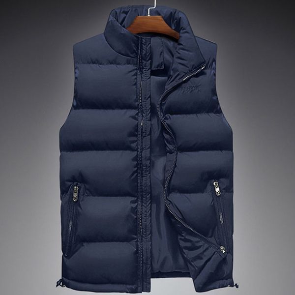

winter vest mens thicken warm cotton-padded solid waistcoat plus size 5xl mens casual coats vest navy blue ing, Black;white