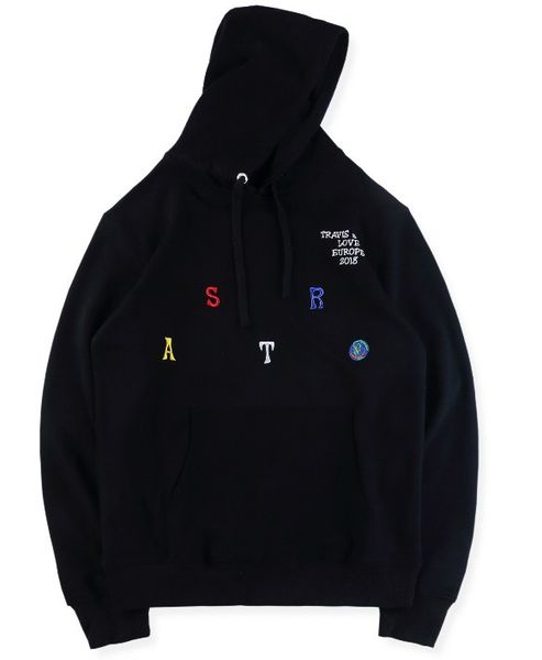 

travis scott astroworld hoodie embroidered mens designer hoodies hip hop rappers sweatshirt casual male hooded pullover jumper, Black