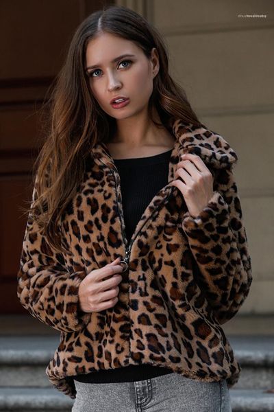 

leopard print womens designer jackets fashion loose panelled womens zipper outerwears casual long sleeve females clothing, Black;brown