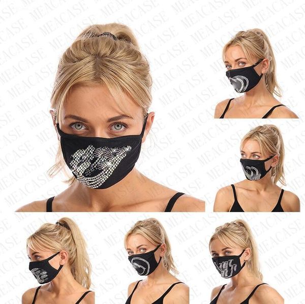 

fashion bling bling diamond rhinestone masks reusable face mask women shinning glitter gem jewel mask dustproof washable shinny masks d8607