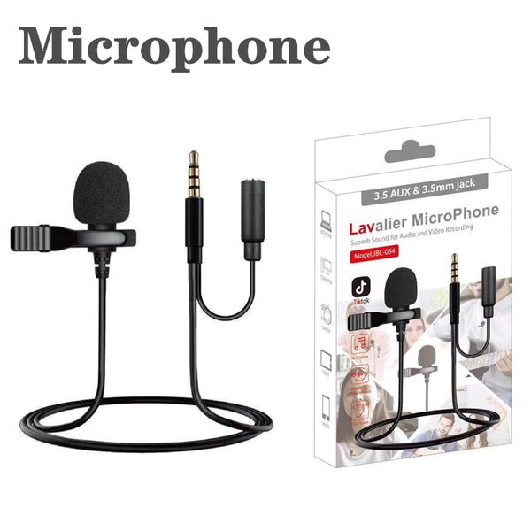 Microfono per telefono con interfaccia jack da 3,5 mm a 3,5 mm Mini microfoni portatili Condensatore Clip-on Risvolto Lavalier Mic Wired TIPO C MICROPOHES
