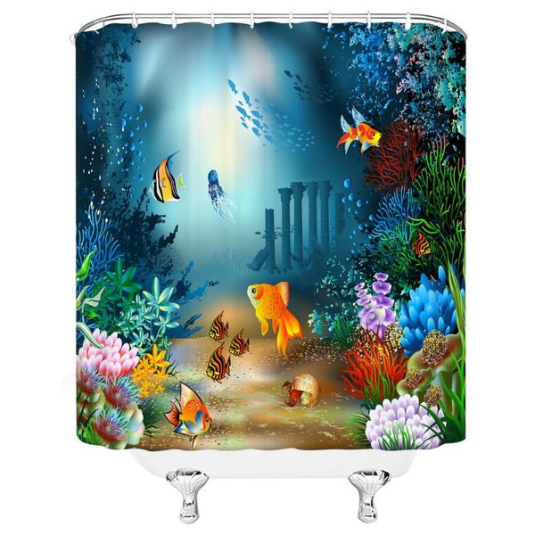 

Beautiful Underwater World Waterproof And Mildew Proof Fabric Shower Curtain Bathroom 72 "x 72" w / 12 Hook Free Delivery