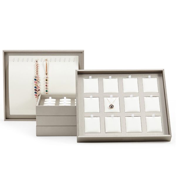 

jewelry display trays boutique counter showcase shelf exhibition jewellery ring stud earring pendant charms necklace holder tray, Silver