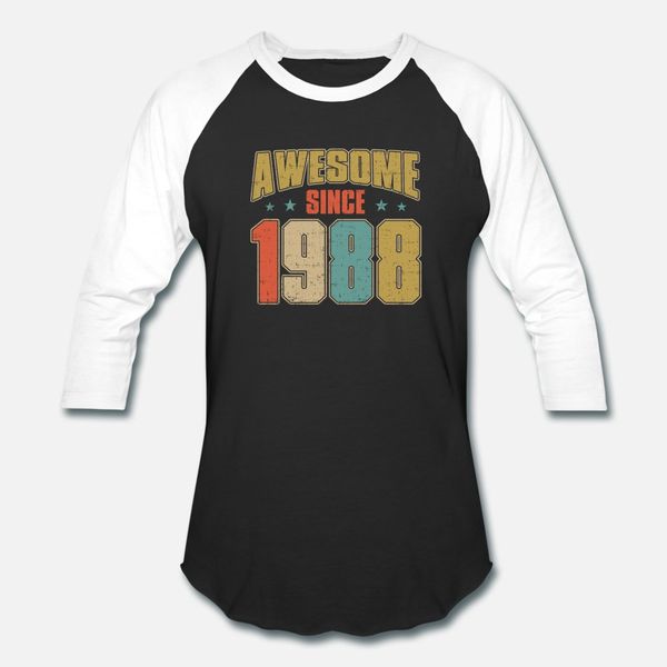 

awesome since 1988 born in 1988 gifts t shirt men customize tee shirt round neck famous humor spring trend shirt, White;black