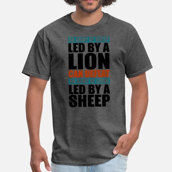 

led by a lion t shirt men designer 100% cotton round collar solid color cute humor summer style novelty shirt