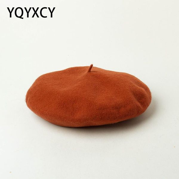 

berets autumn winter wool beret with elastic sweatband hats for women thick warm gorras womens big size stretch hat, Blue;gray