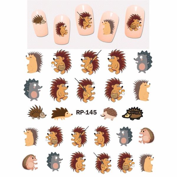 

uprettego nail art красота ноготь стикер вода этикеты ползунок шарж животных кенгуру raccoon cat xmas hedgehog rp145-150, Black