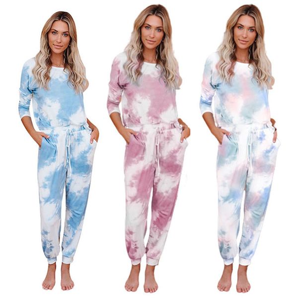 

loose tracksuits lounge wear women casual two piece set autumn street t-shirt and jogger home suit light blue, Gray