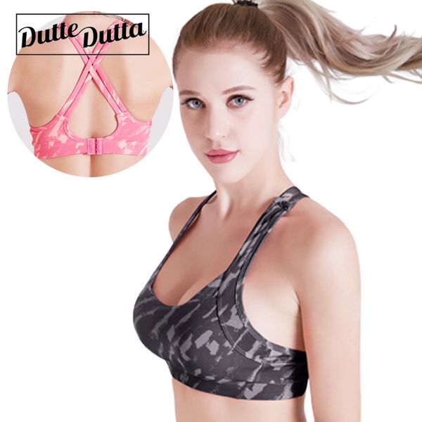 

gym clothing women sport printed cross yoga bra sports for female compression fitness wear brassiere woman, White;black