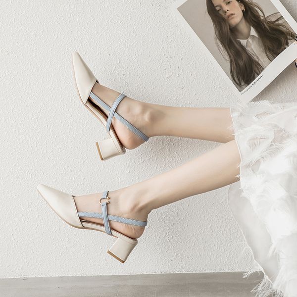 

sandals summer wild thick heel women's shoes, Black