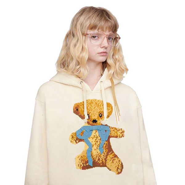 

19fw made in italy bear print cartoon hoodies sweatshirt men women cute pullover autumn winter hooded sweater highstreet outwear hfymwy326, Black