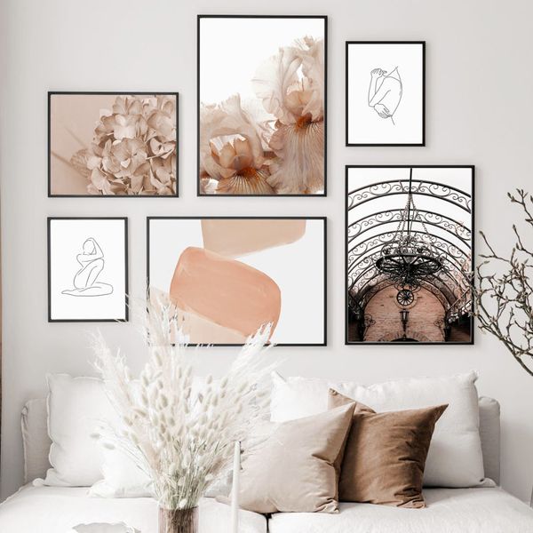 

big flower drew line girl quotes wall art canvas painting abstract nordic posters and prints wall pictures for living room decor