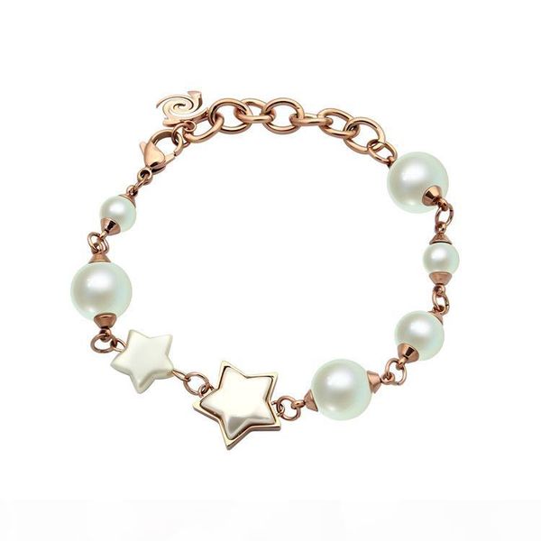 

2020 designer's selling c-letter pentagram pearl bracelet women's selling star white pearl bracelet, Black