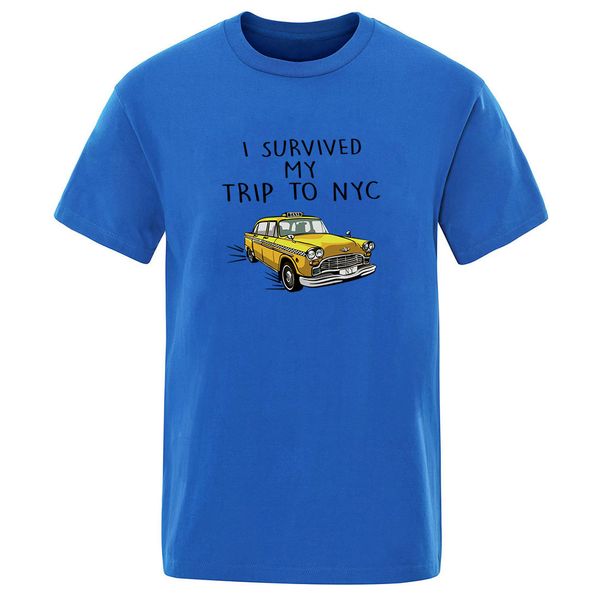 

summer mens hip hop crew neck short sleeve i survived my trip to nyc letter print t-shirts 2020 men solid color man tshirt