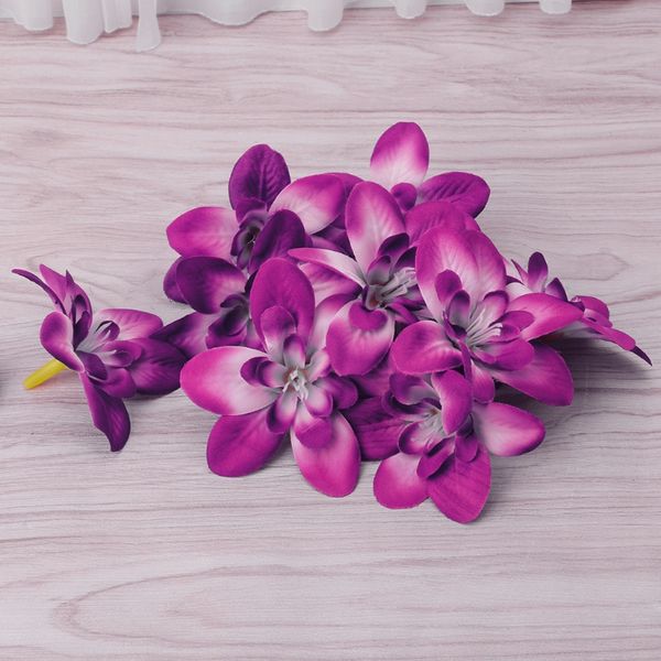 

10 x artificial flower orchid head for bride hair clip xmas brooch craft wedding