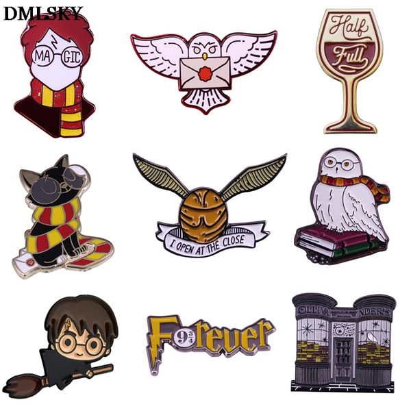 

dmlsky magic schools hogwarts students pins enamel pins and brooches lapel pin backpack badge clothing decoration gifts m4609, Gray