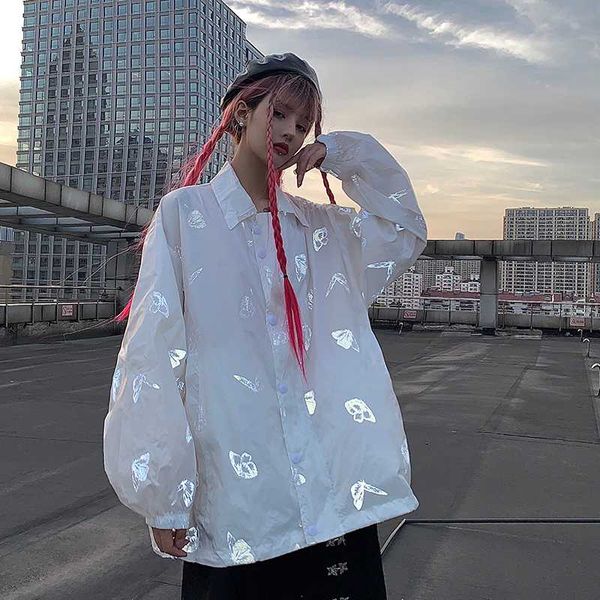 

butterfly print bomber jacket summer sun protection jacket hip hop coat harajuku streetwear autumn women's with print, Black;brown