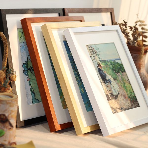

black white wood color picture p frame a4 a3 wooden frame nature solid wall mounting hardware included without cardboard