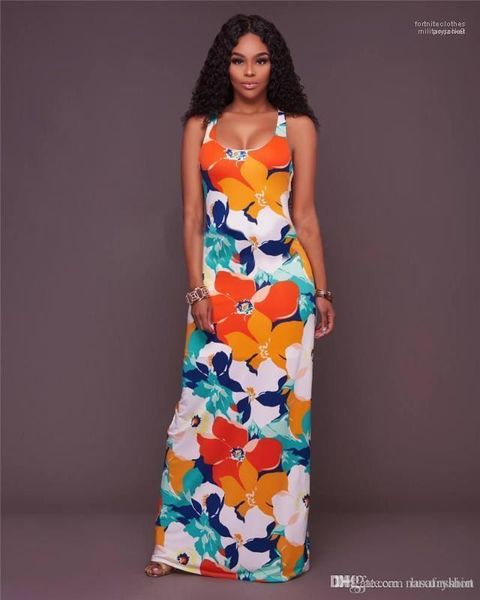 

apparel sashes flora printed women designer dresses backless scoop neck maxi dresses female floor-length casual, Black;gray
