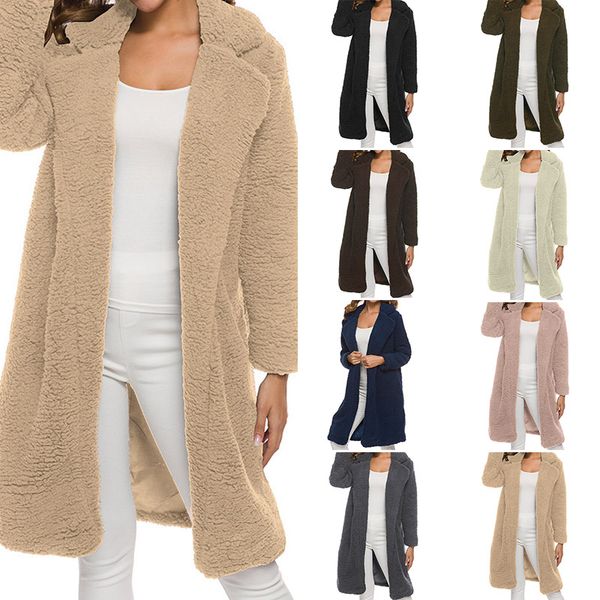 

pink teddy coat women fluffy jacket autumn plush thick casual plus size lamb winter faux fur coat female overcoat, Black
