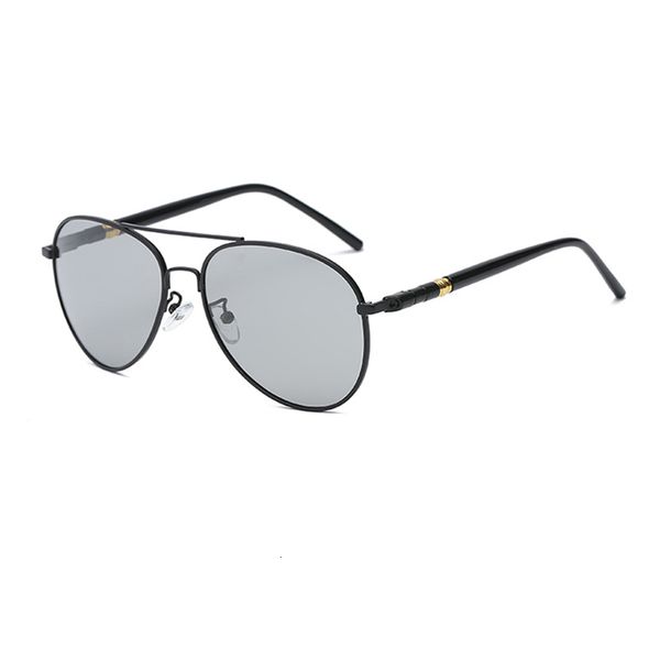 

black/brown metal frame men polarized uv400 driving sunglasses with box, White;black