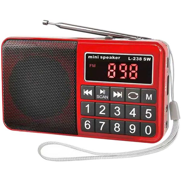 

l238 sw/am/fm multi-band speaker portable digital radio receiver stereo radio with led display support 16gb tf card gift